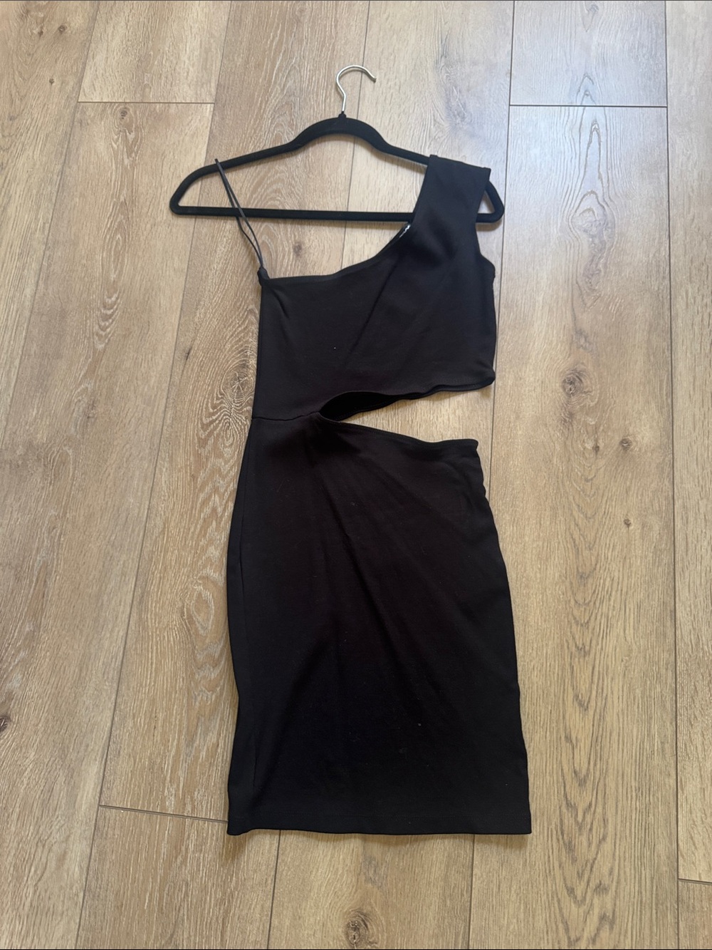 ASOS Black Asymmetric One-Shoulder Cutout Mini Dress